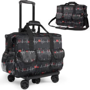 Rolling Duffle Bag with Wheels (Black/White)