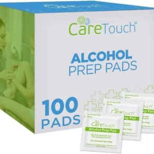 Care Touch Hand Sanitizing Wipes - 100 Individually Wrapped Alcohol Prep Pads with 70% Isopropyl - Sterile 2-Ply Antiseptic Swabs for First Aid, Cleaning, Travel and Everyday Use