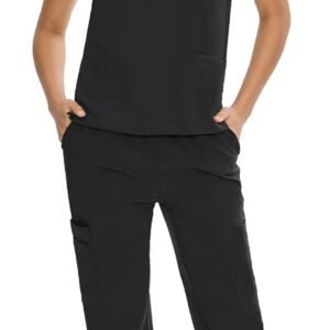 Women’s Scrub Set – V-Neck Top & Pants, 9 Pockets