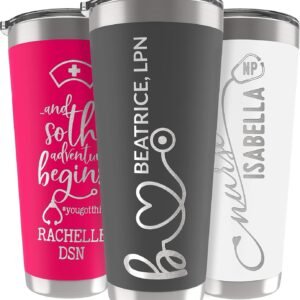 Personalized 30 oz Tumbler with Lid – Laser Engraved (Gray)