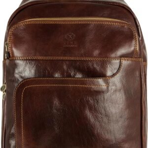 Leather Business Backpack – Laptop & A4 Portfolio (Brown)