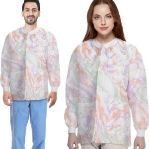 AMZ Medical Supply Disposable Lab Jackets 45 GSM SMS. Hip-Length Snap Front Jacket with Knit Cuffs & Collar, 3 Pockets